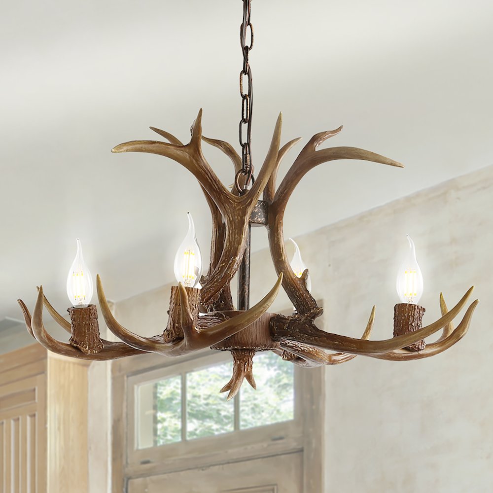 Eldora Adjustable Resin Antler Led Chandelier. Picture 13