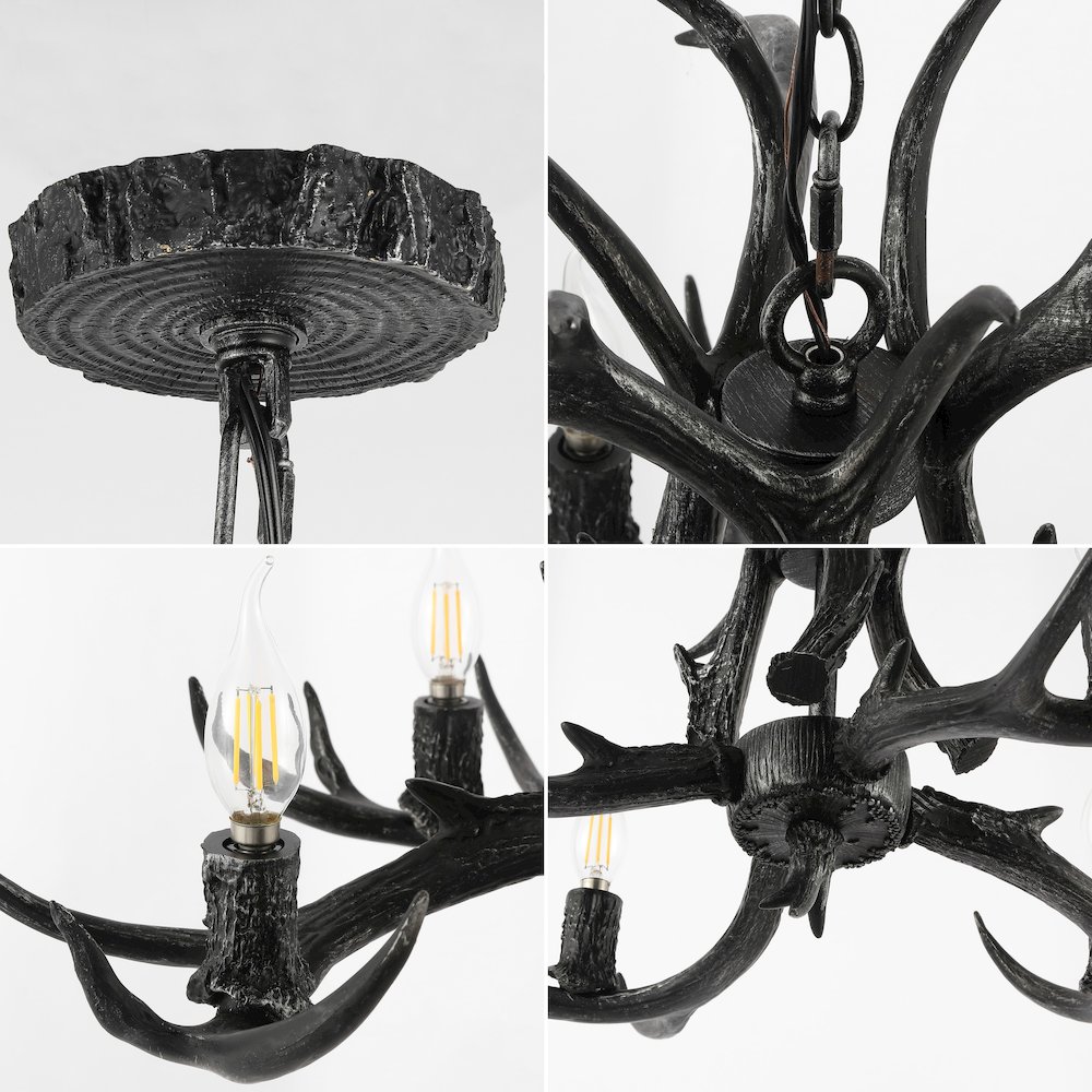 Eldora Adjustable Resin Antler 4-Light Led Chandelier. Picture 5