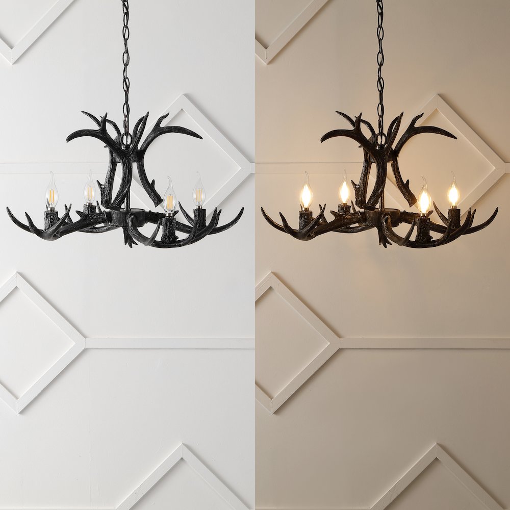 Eldora Adjustable Resin Antler 4-Light Led Chandelier. Picture 7