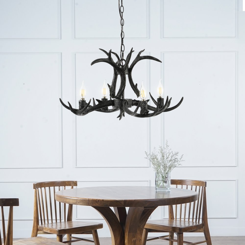 Eldora Adjustable Resin Antler 4-Light Led Chandelier. Picture 4