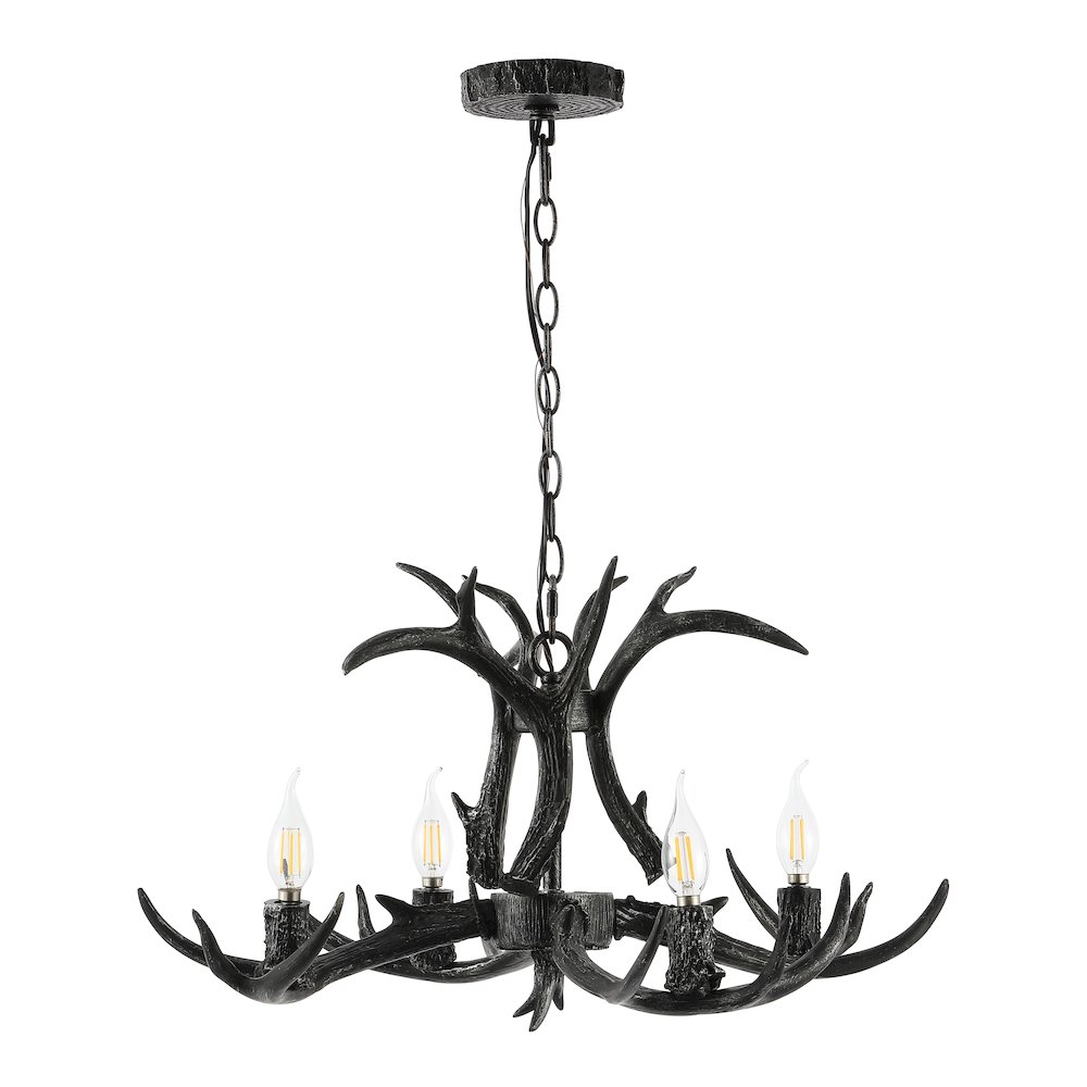 Eldora Adjustable Resin Antler 4-Light Led Chandelier. Picture 3