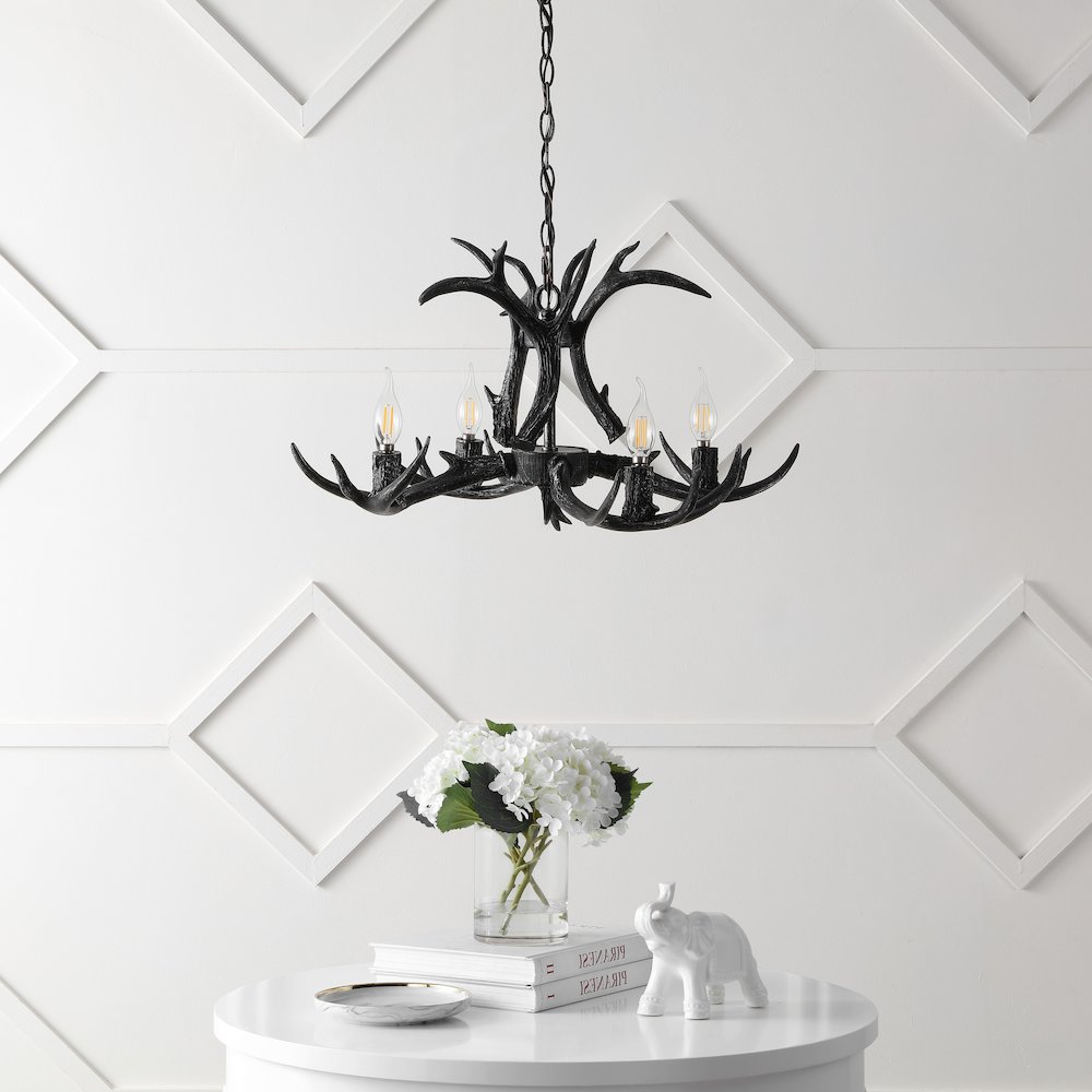 Eldora Adjustable Resin Antler 4-Light Led Chandelier. Picture 2