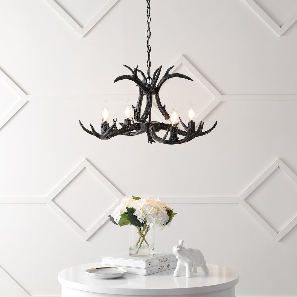 Eldora Adjustable Resin Antler 4-Light Led Chandelier. Picture 1