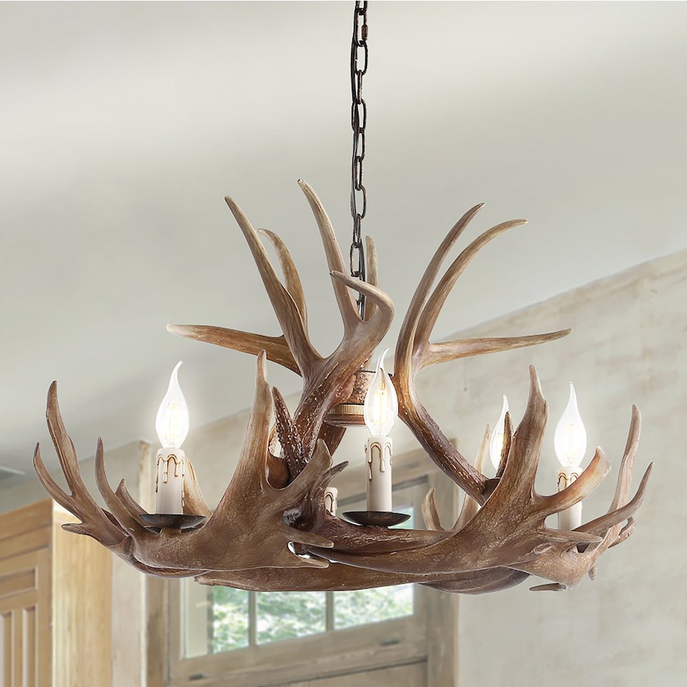 Eldora Adjustable Resin Antler Chandelier. Picture 17