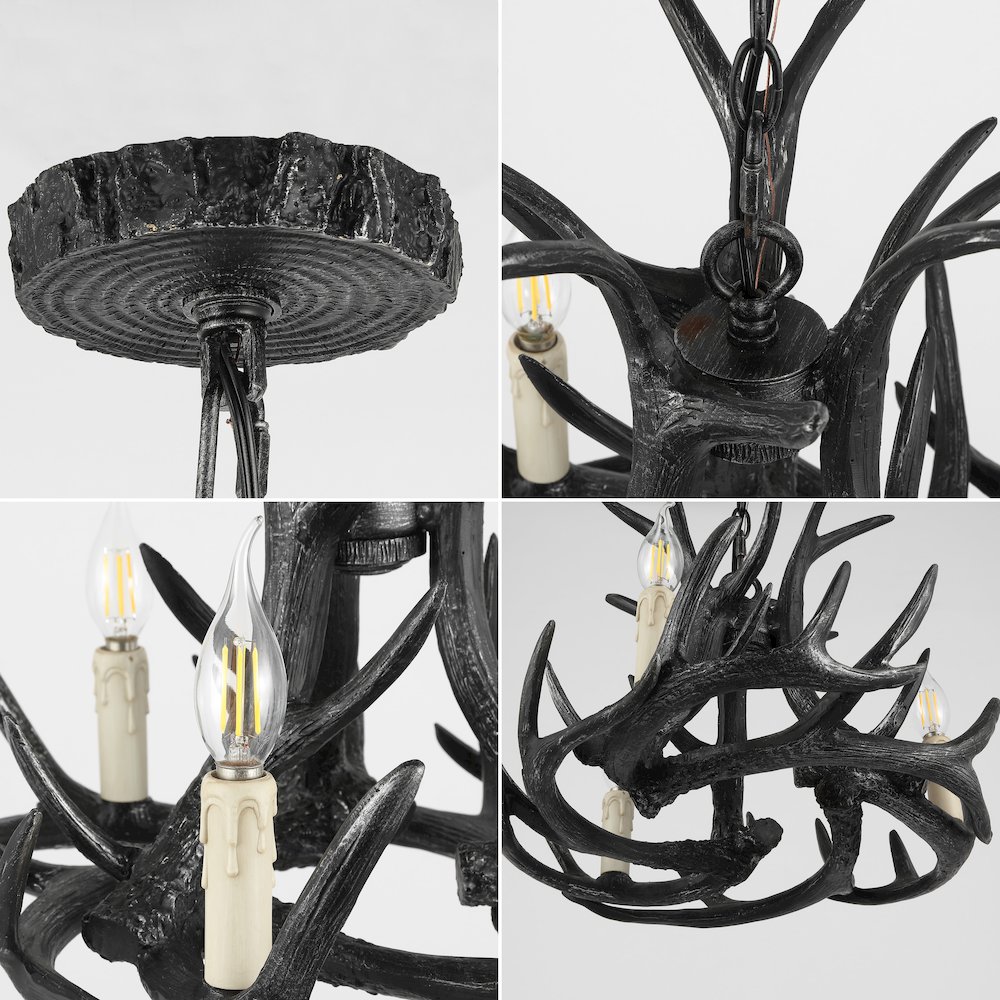Nelle Adjustable Resin Antler 3-Light Led Chandelier. Picture 5