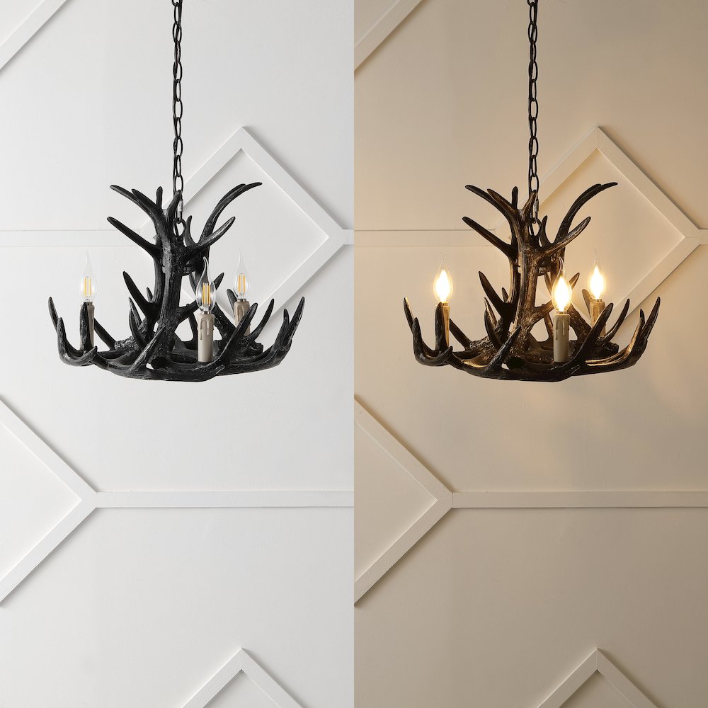 Nelle Adjustable Resin Antler 3-Light Led Chandelier. Picture 7