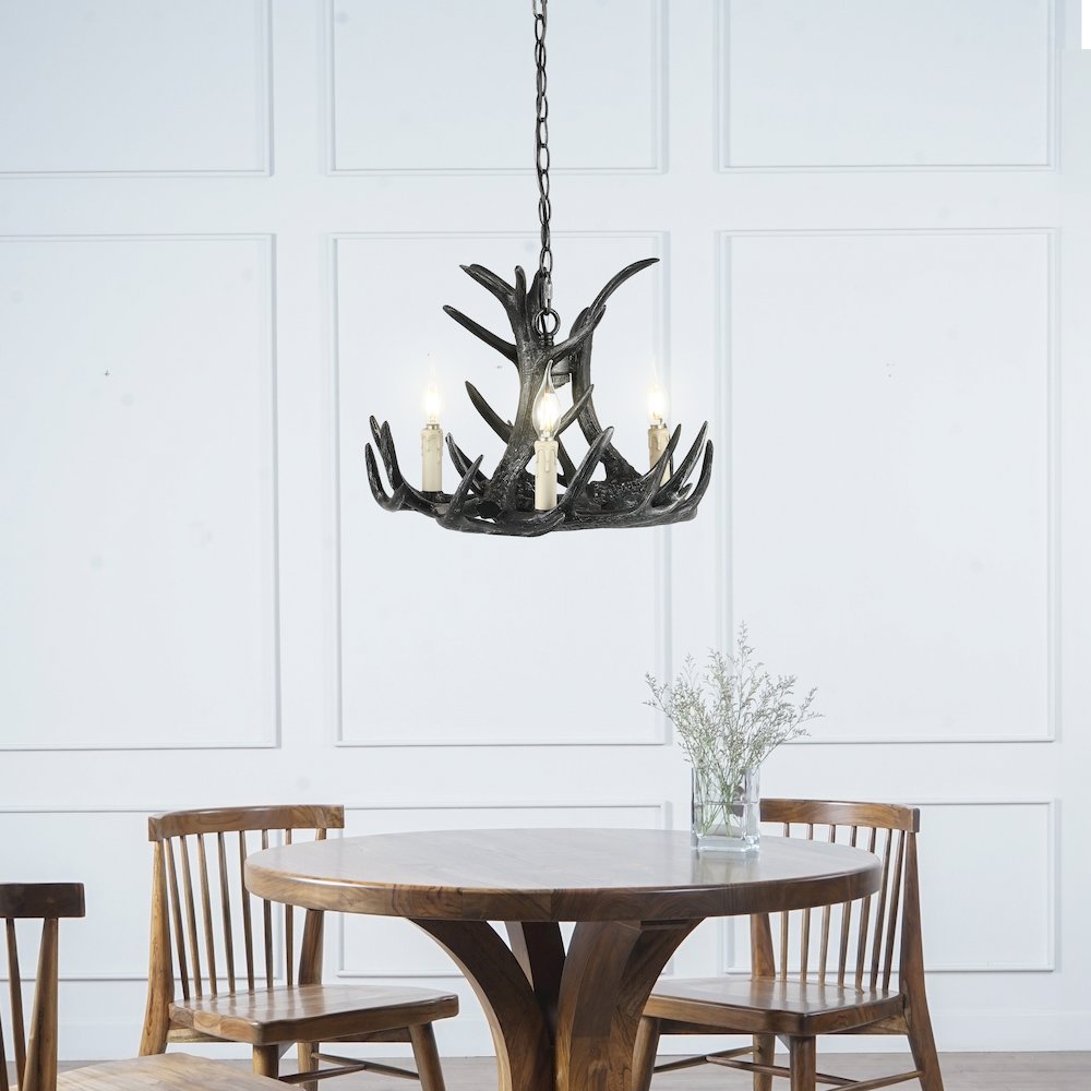 Nelle Adjustable Resin Antler 3-Light Led Chandelier. Picture 4