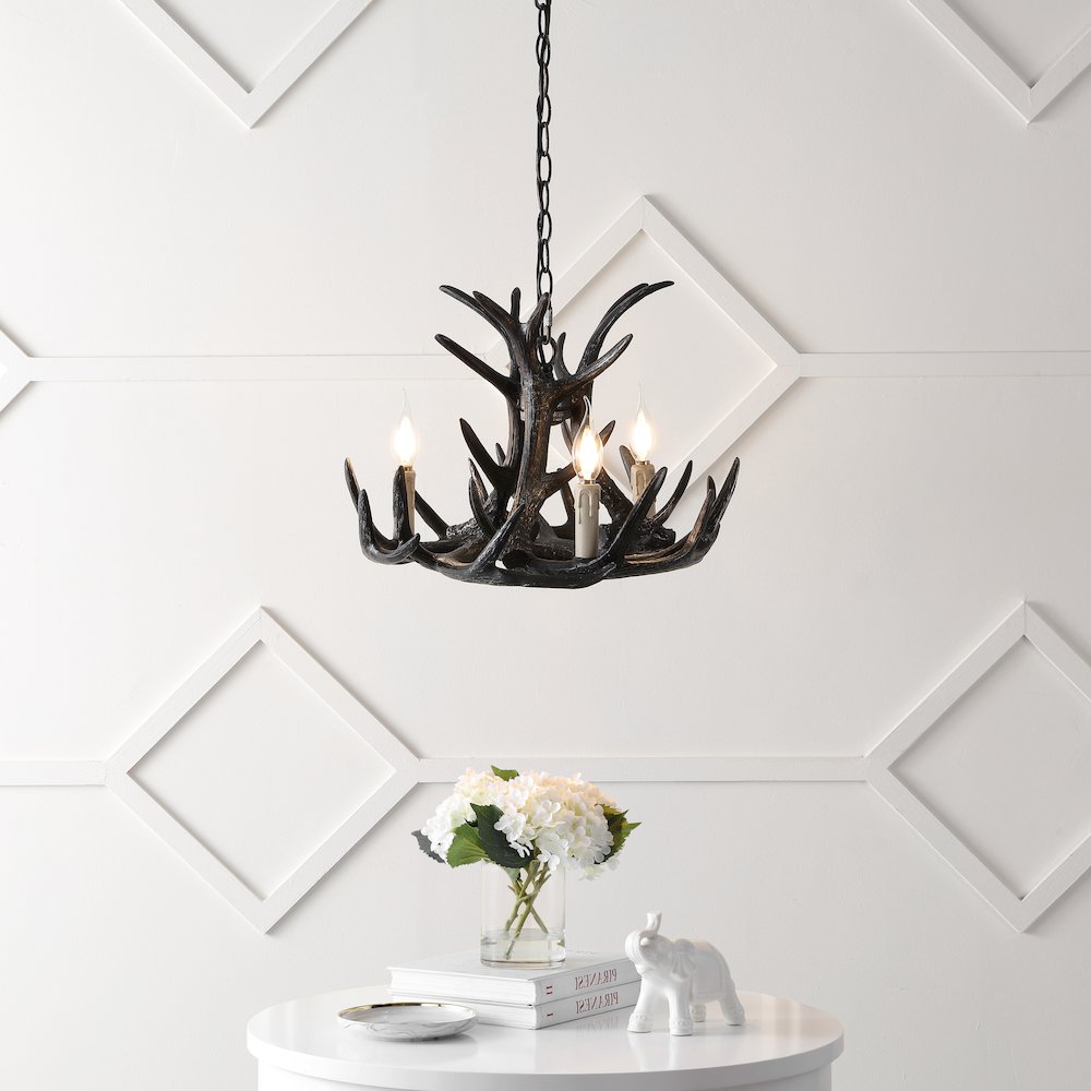 Nelle Adjustable Resin Antler 3-Light Led Chandelier. Picture 1