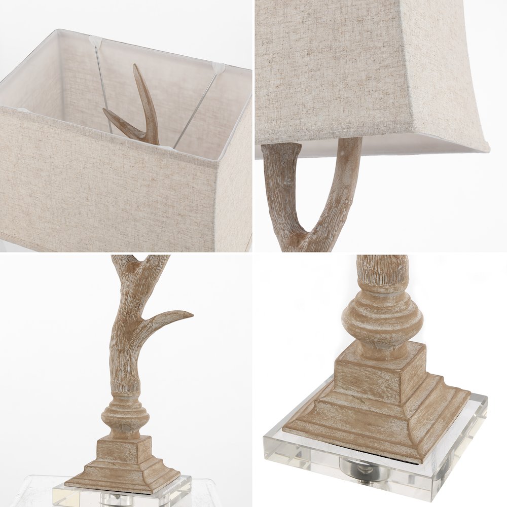 Antler Rustic Resin/Crystal Led Table Lamp. Picture 4