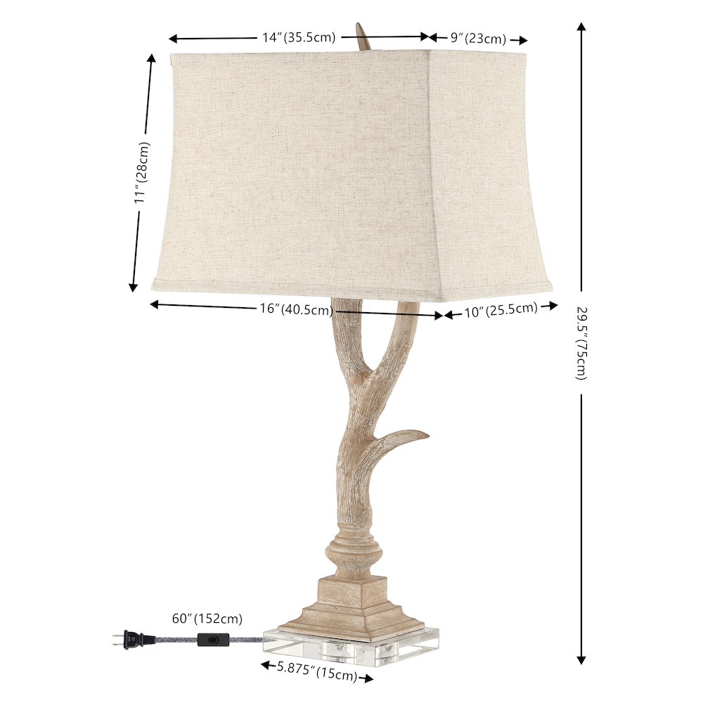Antler Rustic Resin/Crystal Led Table Lamp. Picture 7