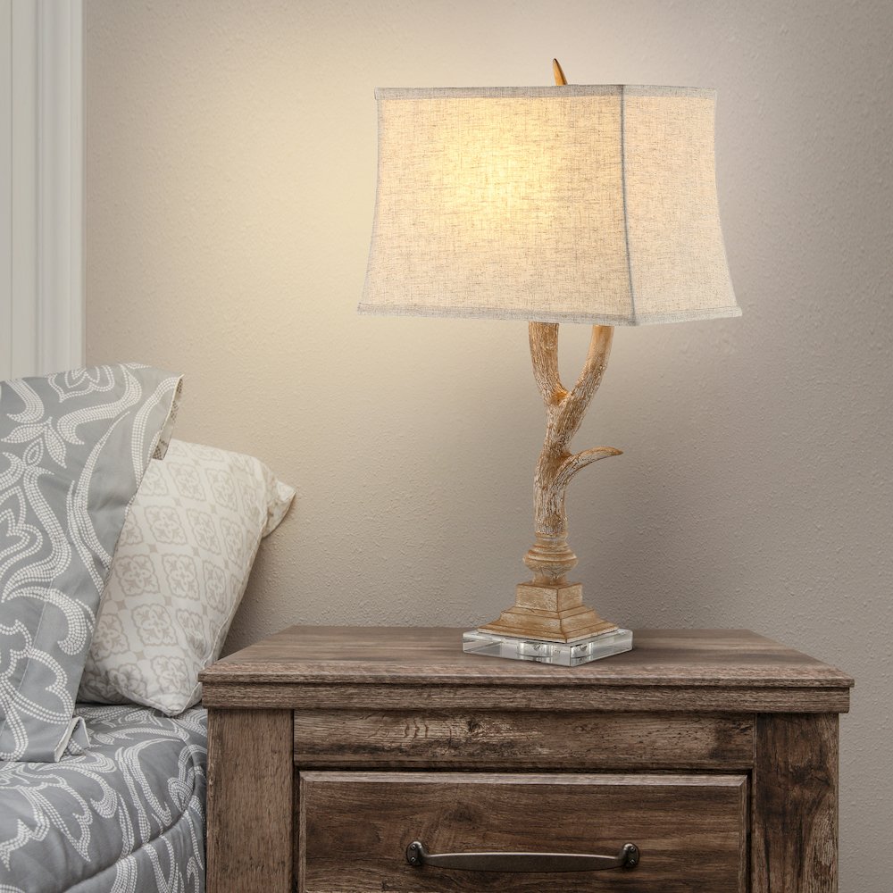Antler Rustic Resin/Crystal Led Table Lamp. Picture 1