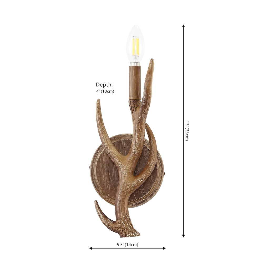Cody 1-Light Southwestern Bohemian Resin/Iron Faux Antler Led Sconce. Picture 3