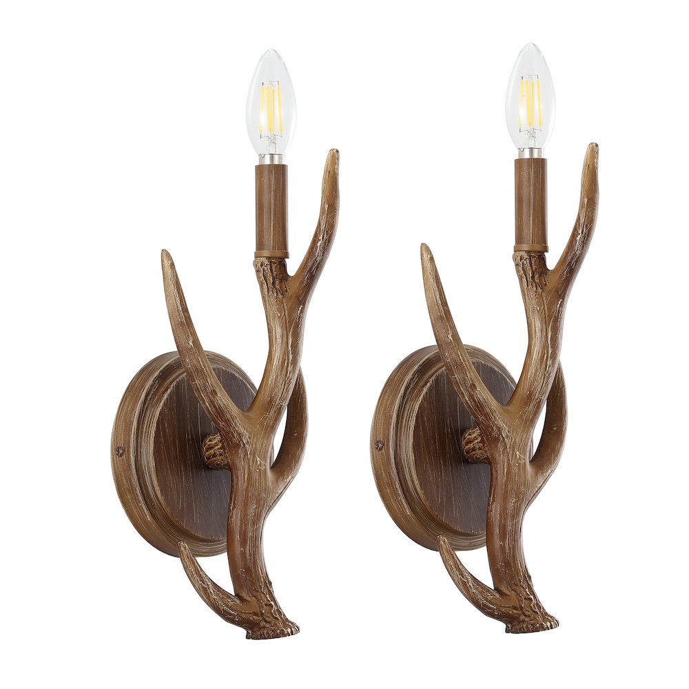 Cody 1-Light Southwestern Bohemian Resin/Iron Faux Antler Led Sconce. Picture 2