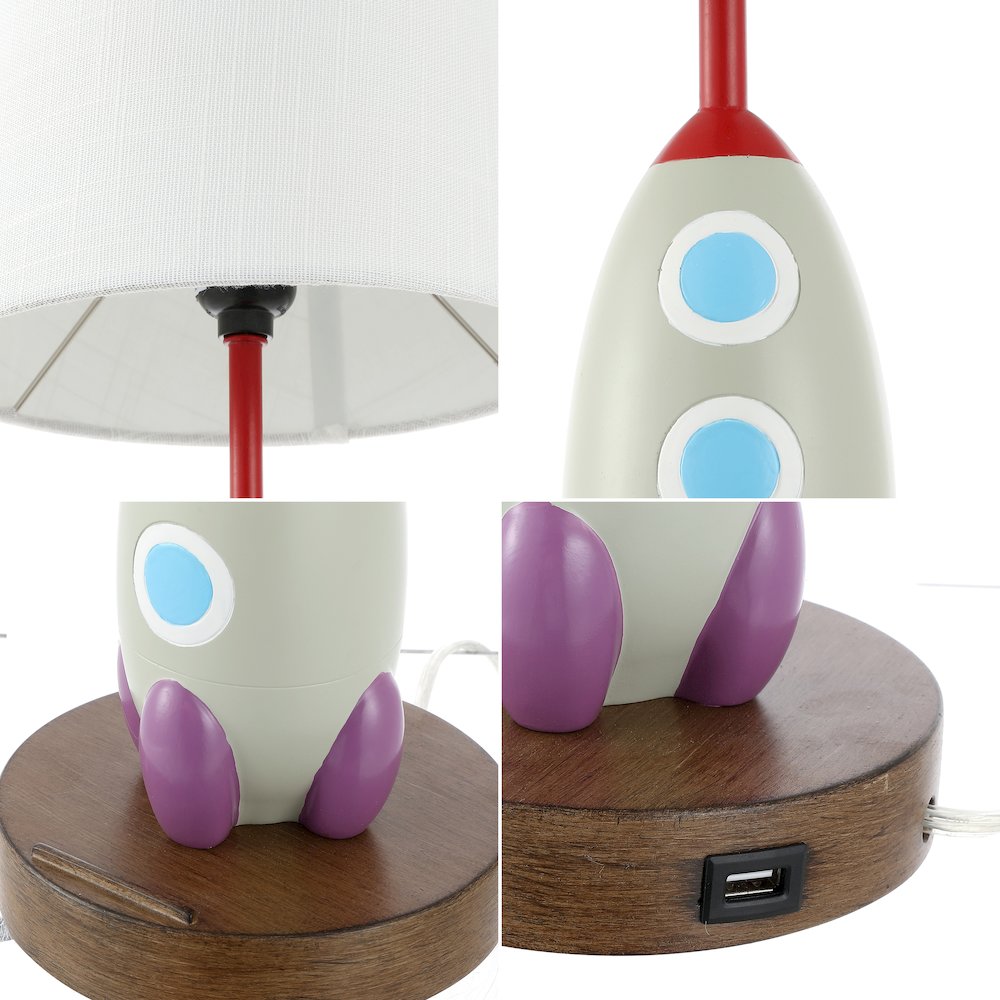 Houston Transitional Style Iron/Resin Rocket Led Kids' Table Lamp. Picture 3