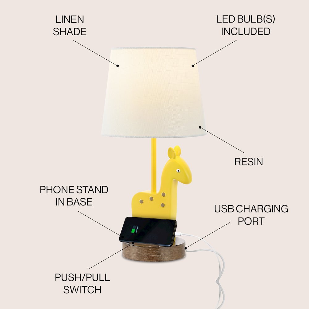 Sahara Mid-Century Vintage Iron/Resin Giraffe Led Kids' Table Lamp. Picture 4