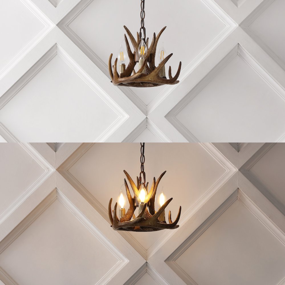 Nelle Adjustable Resin Antler 3-Light Led Chandelier. Picture 7