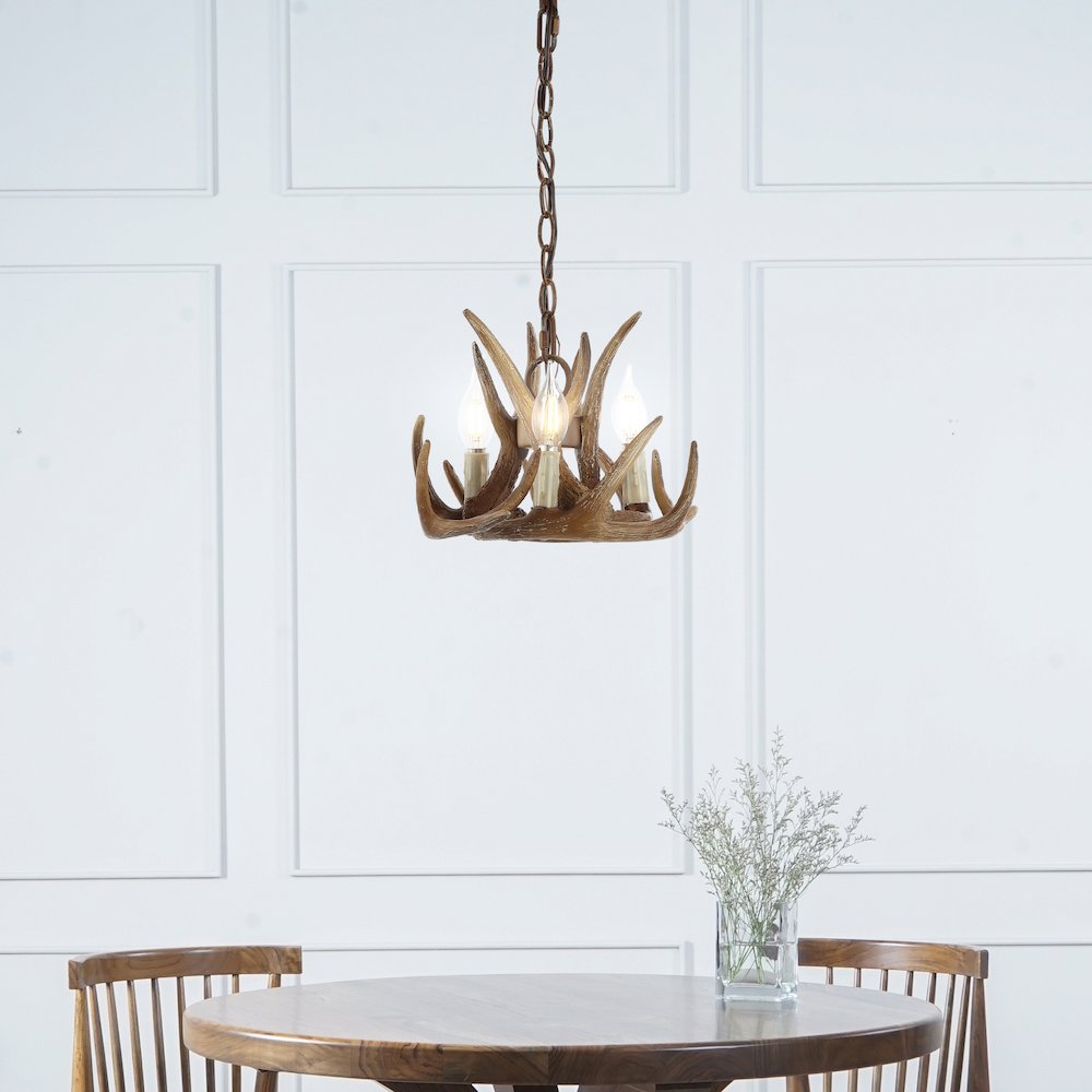 Nelle Adjustable Resin Antler 3-Light Led Chandelier. Picture 4