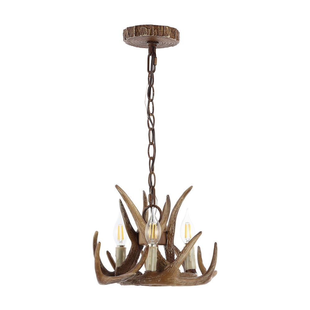 Nelle Adjustable Resin Antler 3-Light Led Chandelier. Picture 3