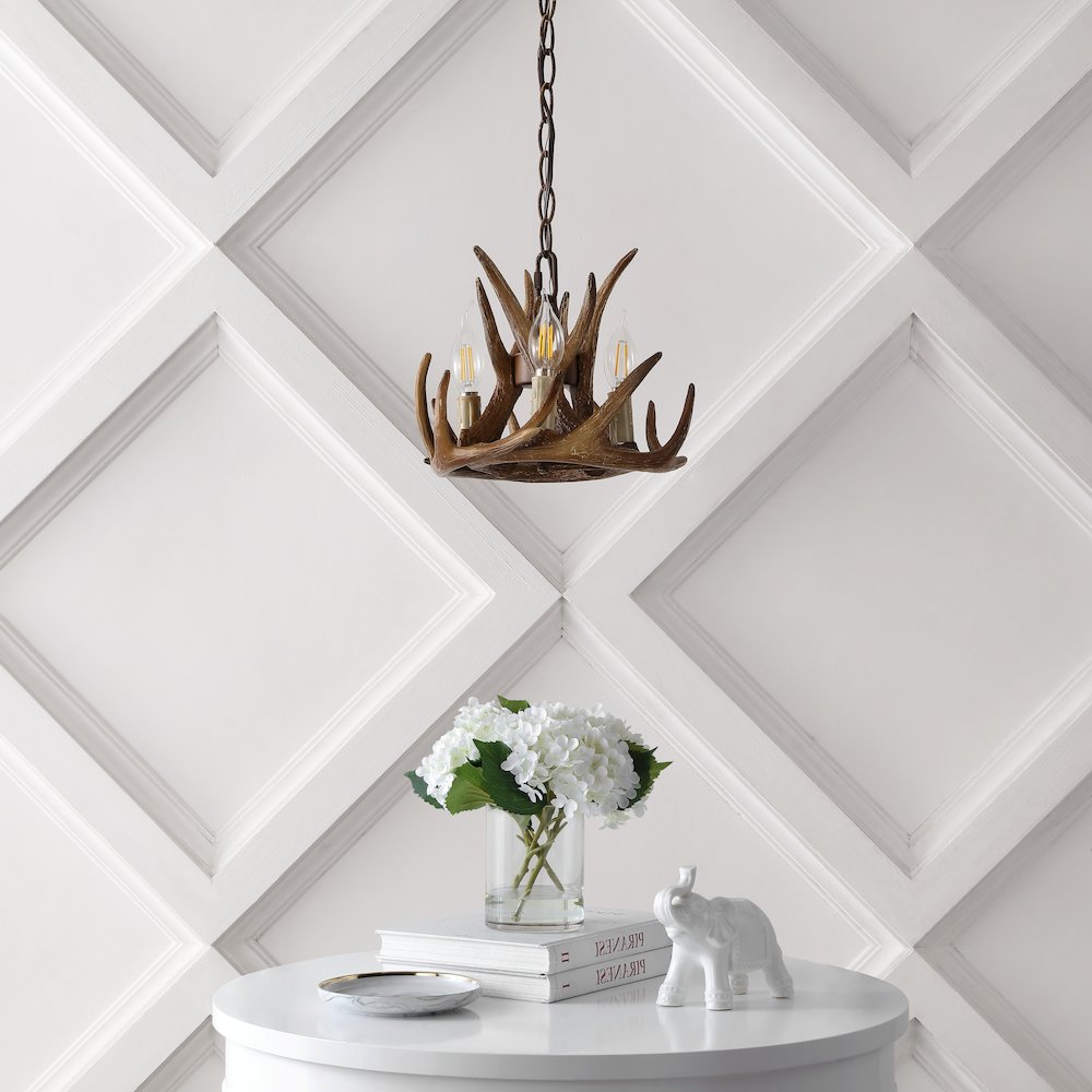 Nelle Adjustable Resin Antler 3-Light Led Chandelier. Picture 2