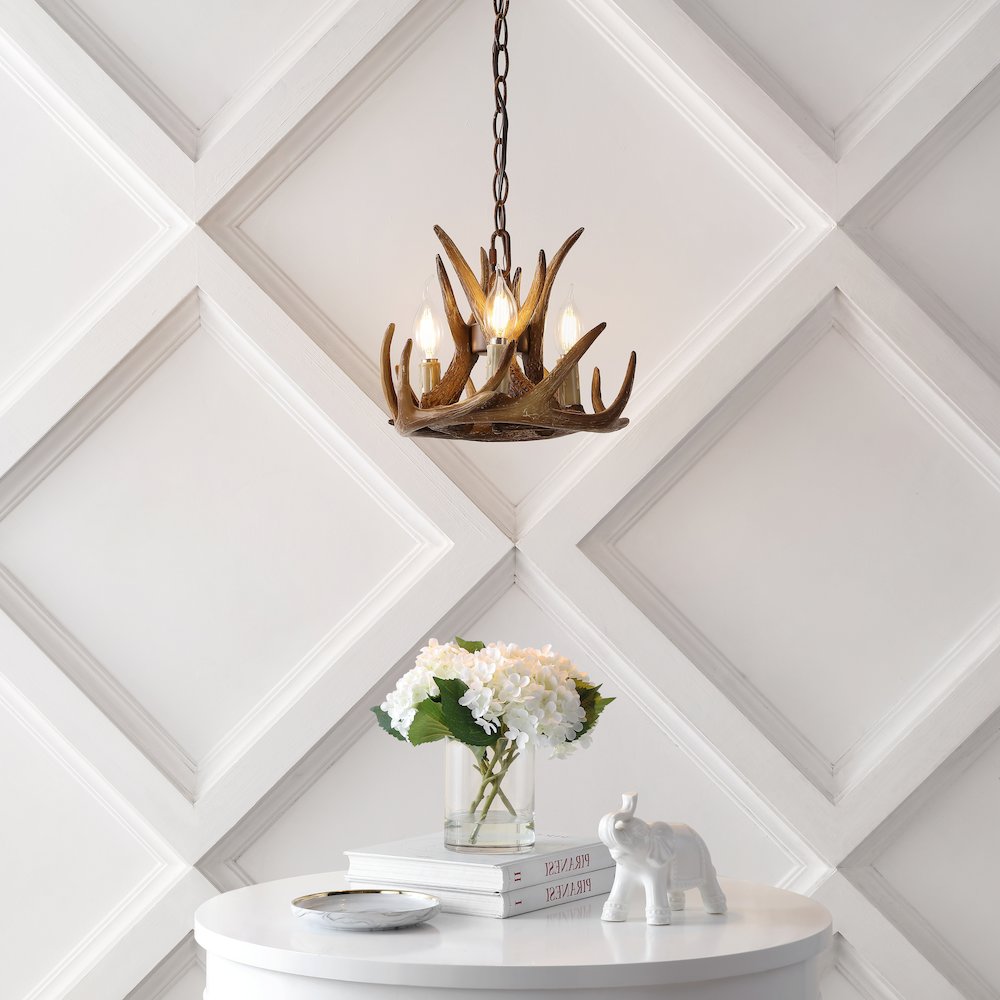 Nelle Adjustable Resin Antler 3-Light Led Chandelier. Picture 1