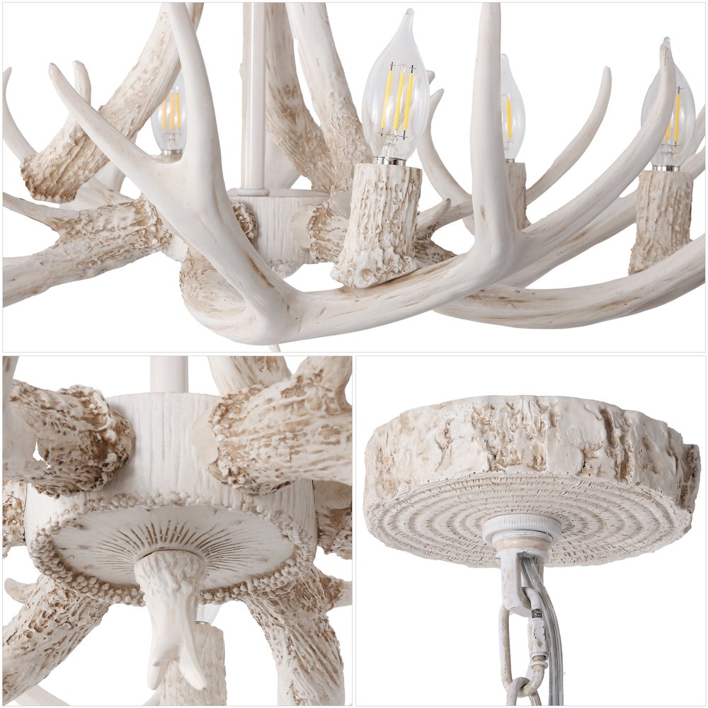 Eldora 6-Light Adjustable Resin Antler LED Chandelier. Picture 4