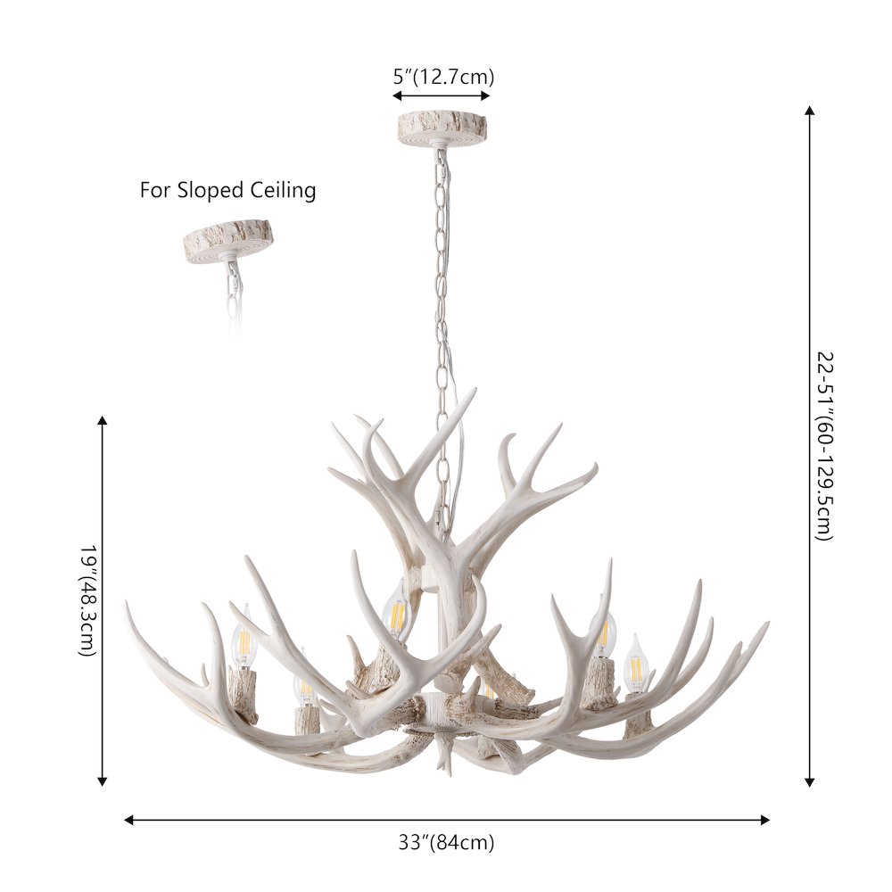 Eldora 6-Light Adjustable Resin Antler LED Chandelier. Picture 5