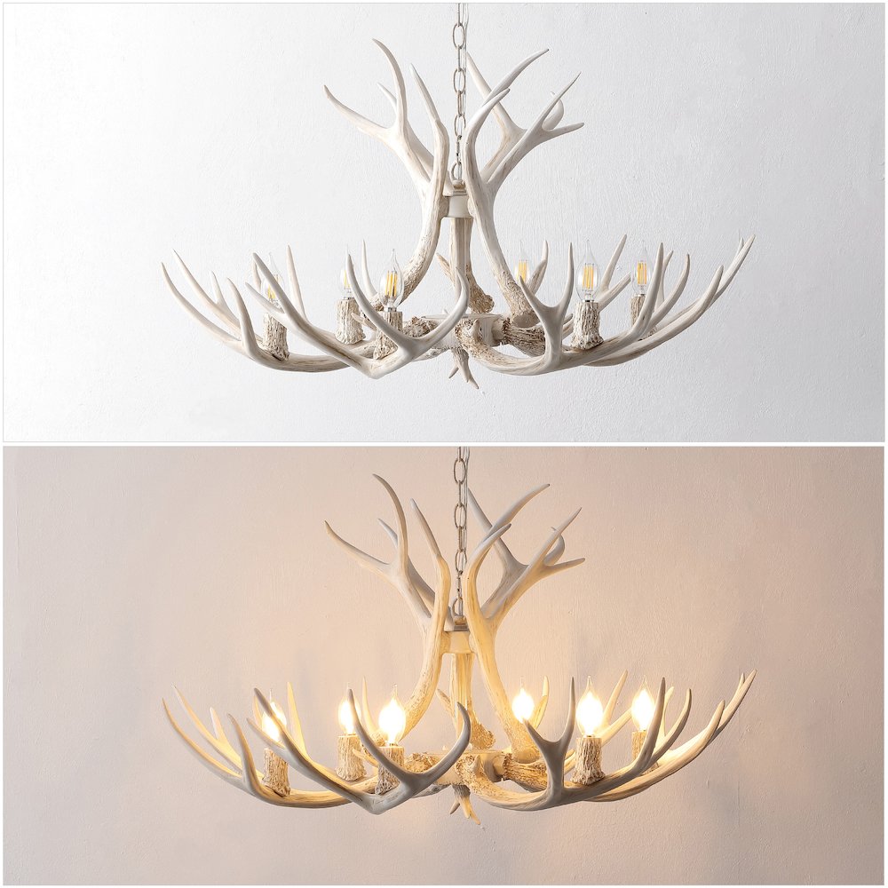 Eldora 6-Light Adjustable Resin Antler LED Chandelier. Picture 7