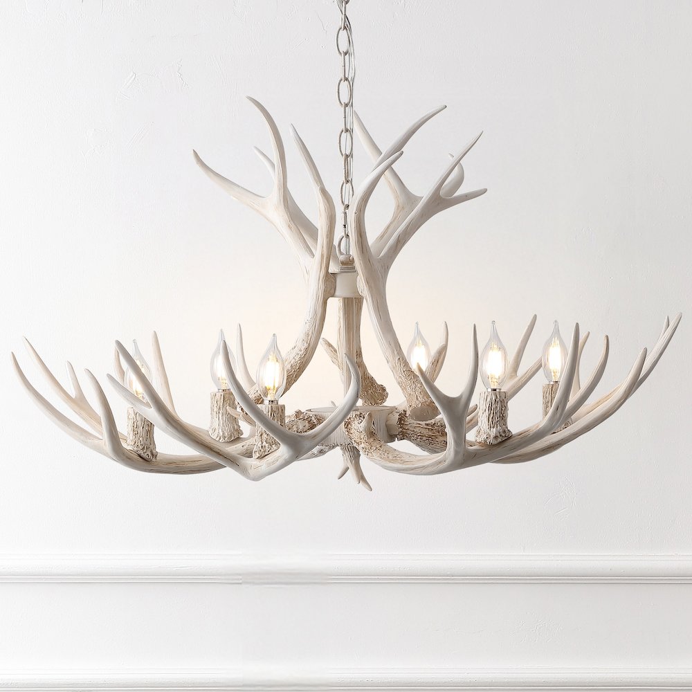 Eldora 6-Light Adjustable Resin Antler LED Chandelier. Picture 2