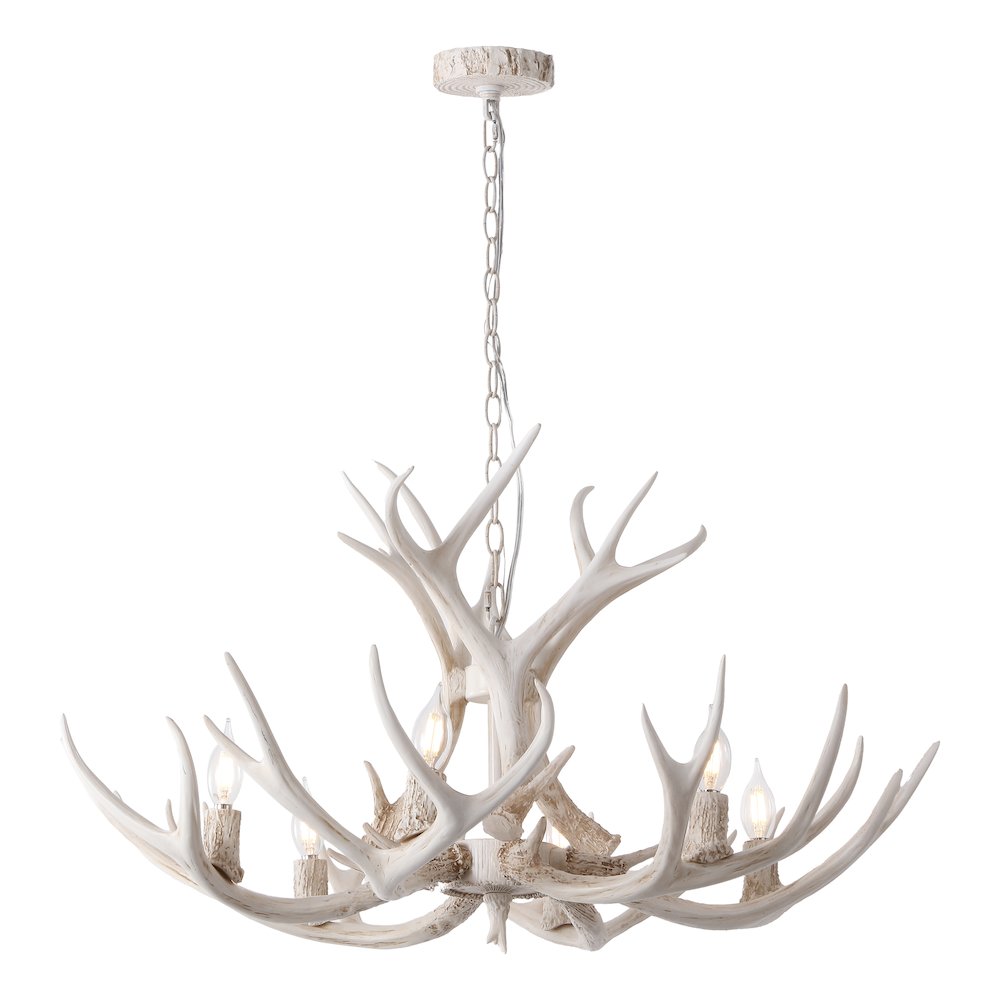 Eldora 6-Light Adjustable Resin Antler LED Chandelier. Picture 1