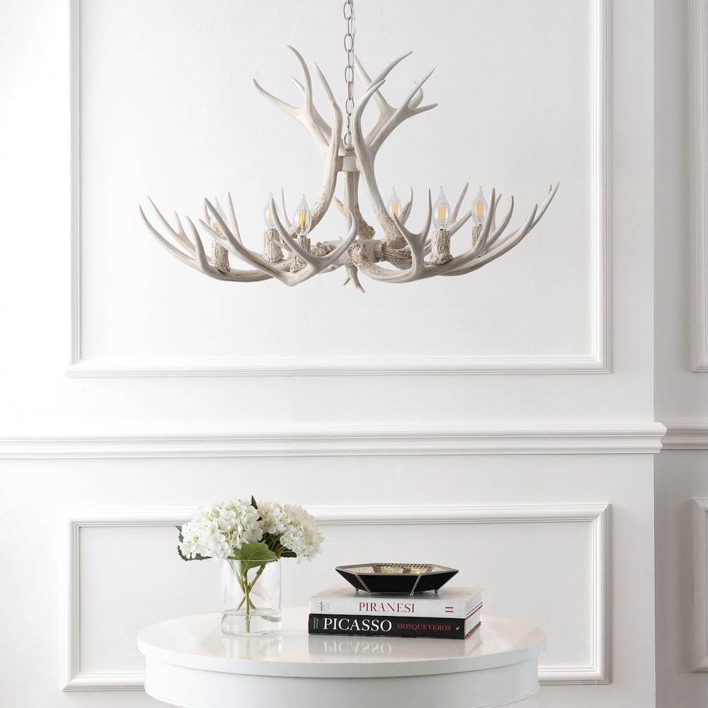 Eldora 6-Light Adjustable Resin Antler LED Chandelier. Picture 8