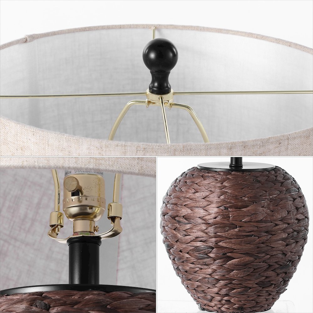 Alaro Farmhouse Coastal Water Hyacinth Basket Led Table Lamp. Picture 2