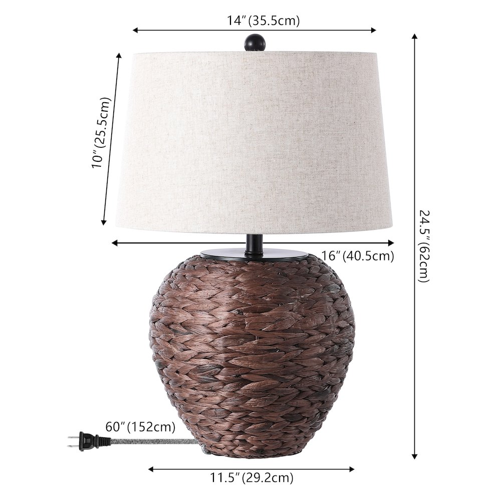 Alaro Farmhouse Coastal Water Hyacinth Basket Led Table Lamp. Picture 3