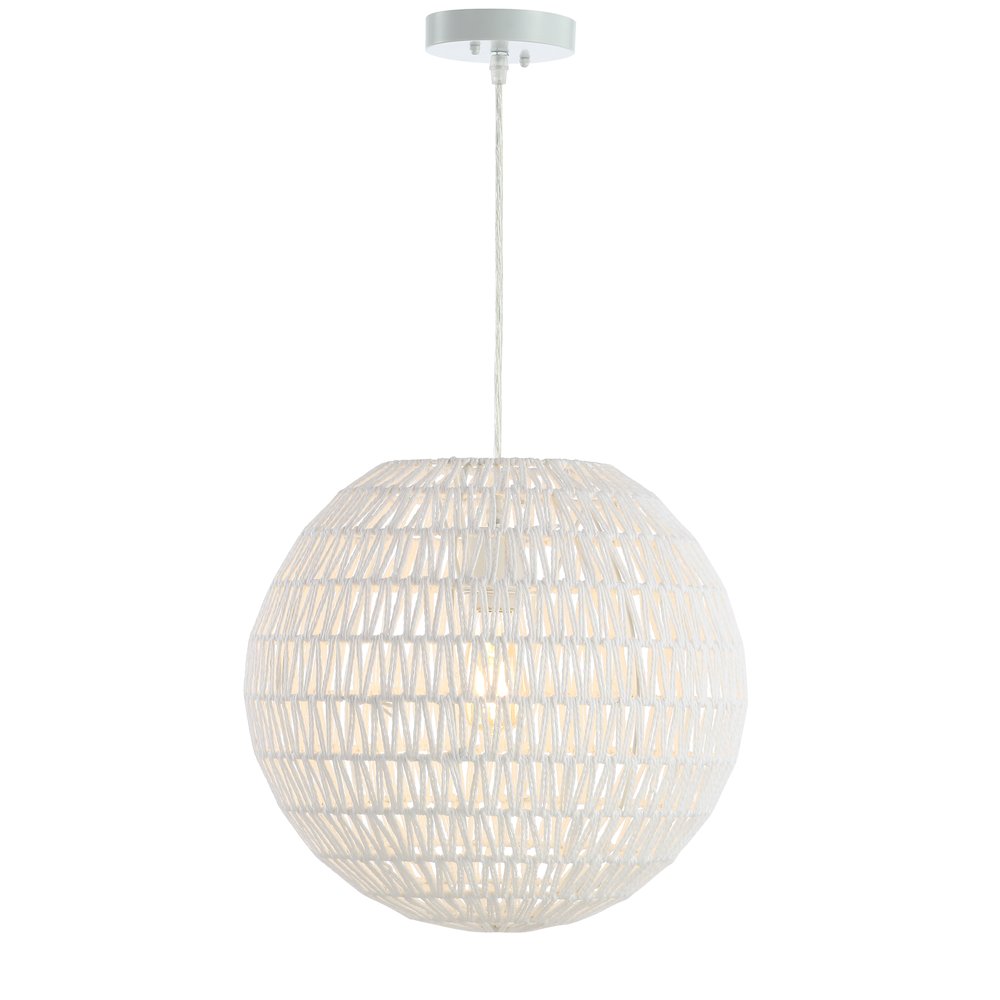 Luna Bohemian Modern Woven Rattaniron Led Pendant. Picture 1