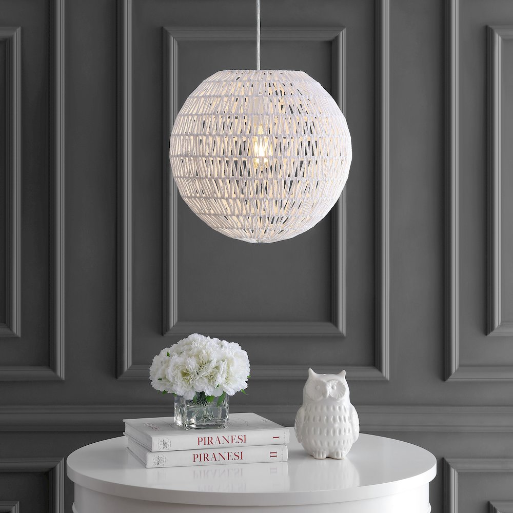 Luna Bohemian Modern Woven Rattaniron Led Pendant. Picture 5