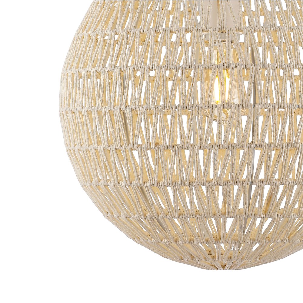 Luna Bohemian Modern Woven Rattaniron Led Pendant. Picture 2