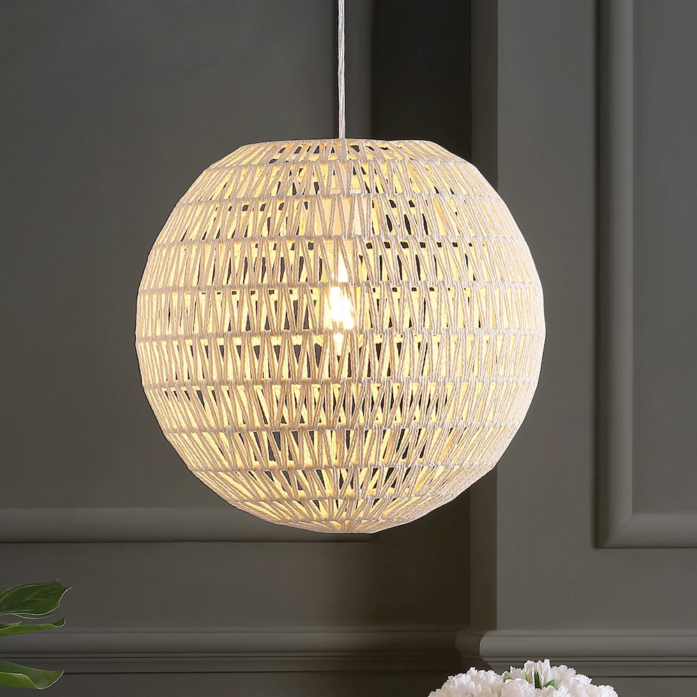 Luna Bohemian Modern Woven Rattaniron Led Pendant. Picture 8