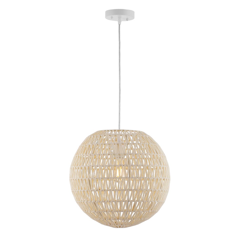 Luna Bohemian Modern Woven Rattaniron Led Pendant. Picture 7