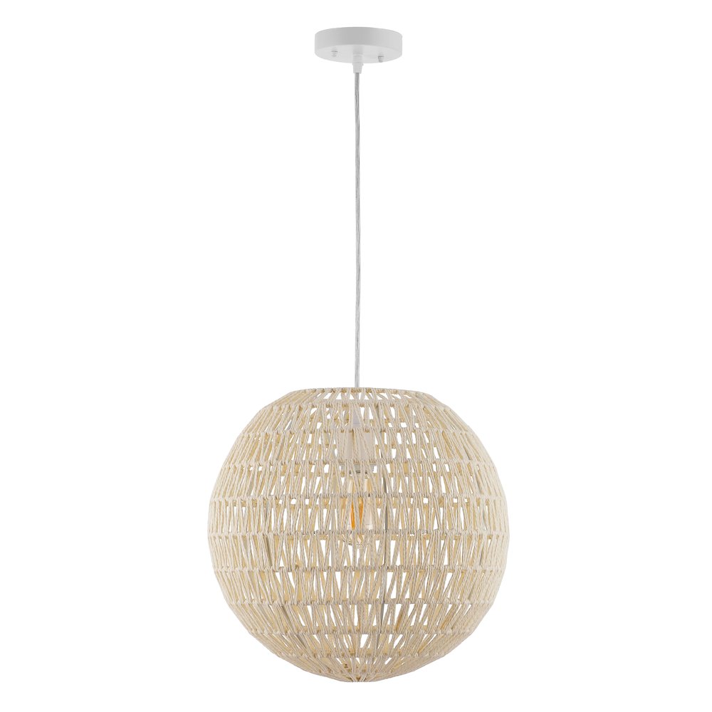 Luna Bohemian Modern Woven Rattaniron Led Pendant. Picture 1
