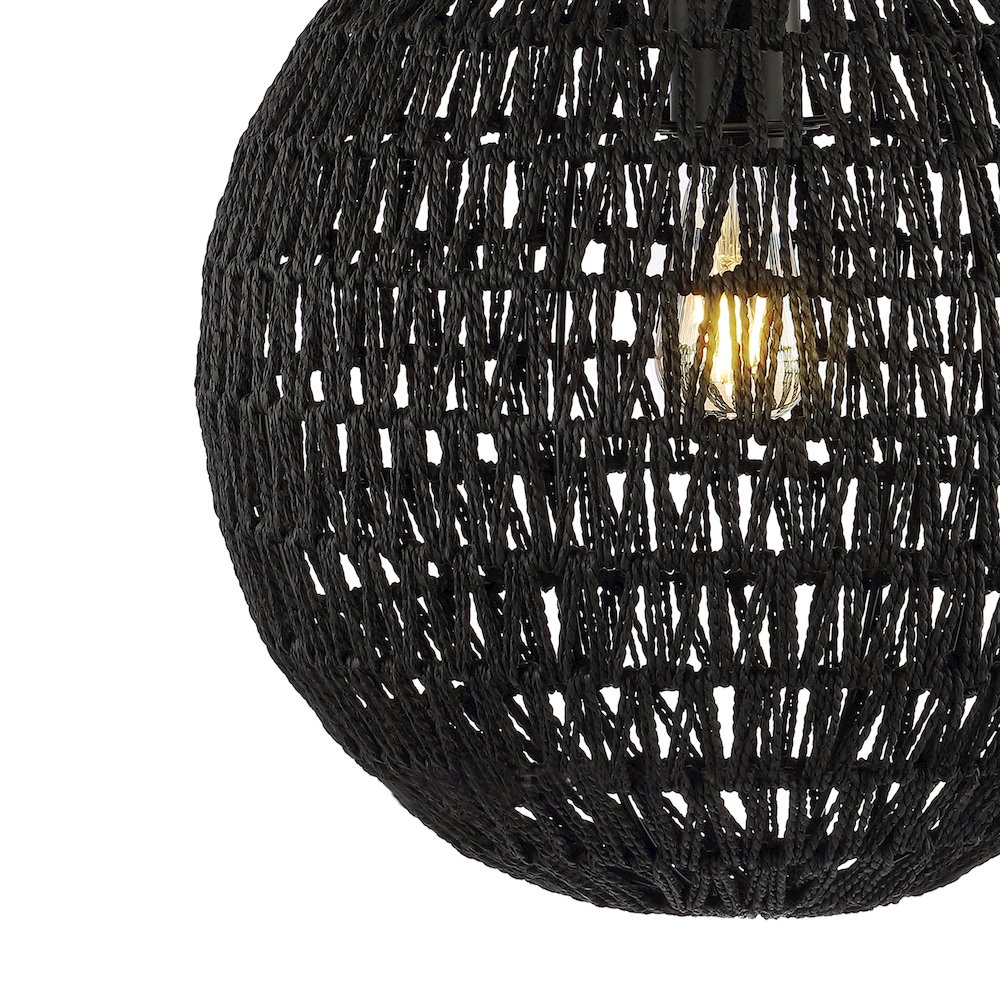 Luna Bohemian Modern Woven Rattaniron Led Pendant. Picture 2
