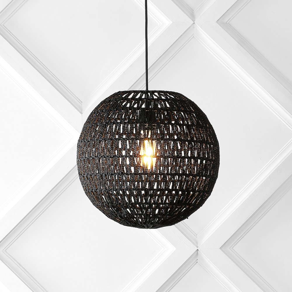 Luna Bohemian Modern Woven Rattaniron Led Pendant. Picture 8