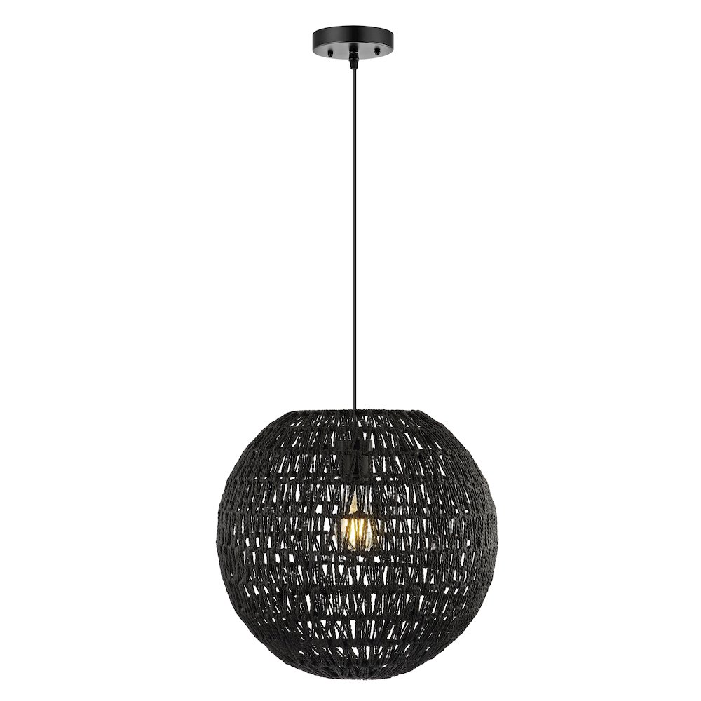 Luna Bohemian Modern Woven Rattaniron Led Pendant. Picture 7