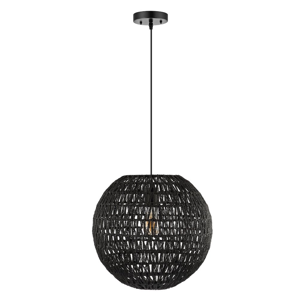 Luna Bohemian Modern Woven Rattaniron Led Pendant. Picture 1