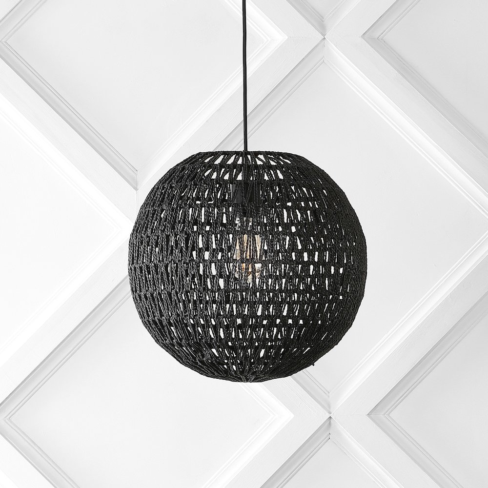 Luna Bohemian Modern Woven Rattaniron Led Pendant. Picture 6