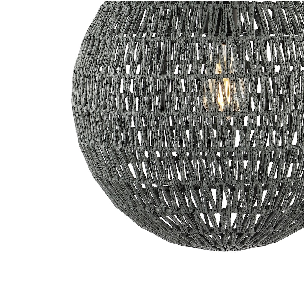 Luna Bohemian Modern Woven Rattaniron Led Pendant. Picture 2