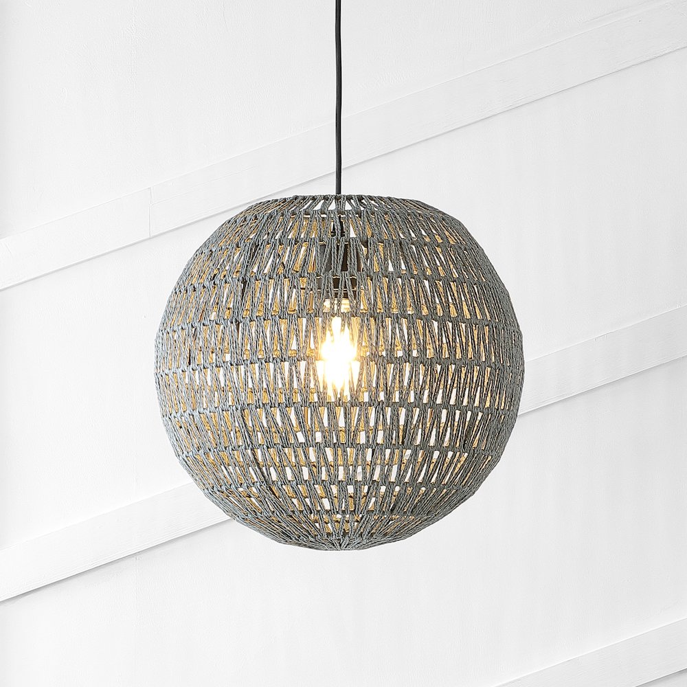 Luna Bohemian Modern Woven Rattaniron Led Pendant. Picture 8