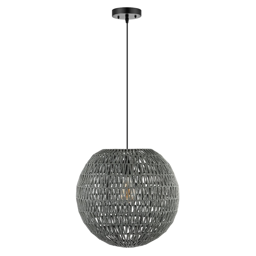 Luna Bohemian Modern Woven Rattaniron Led Pendant. Picture 1