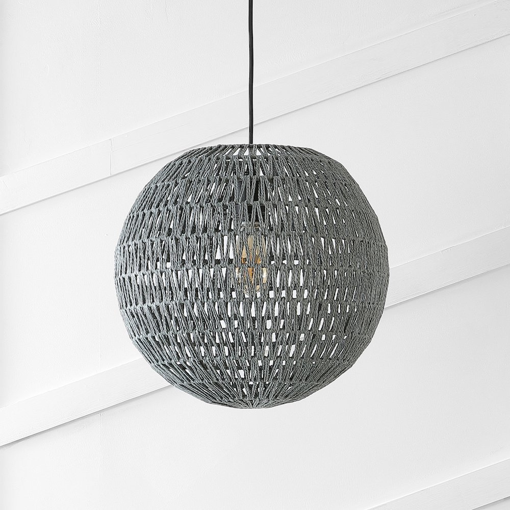 Luna Bohemian Modern Woven Rattaniron Led Pendant. Picture 6