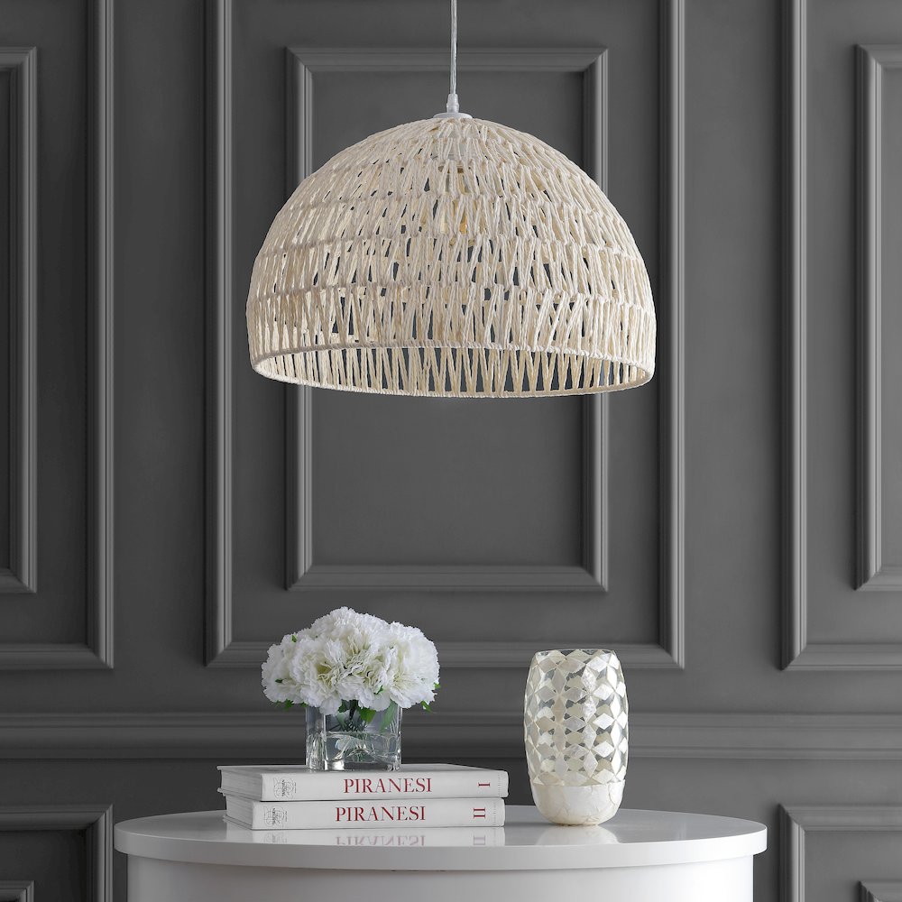 Campana Bohemian Modern Woven Rattaniron Led Pendant. Picture 6