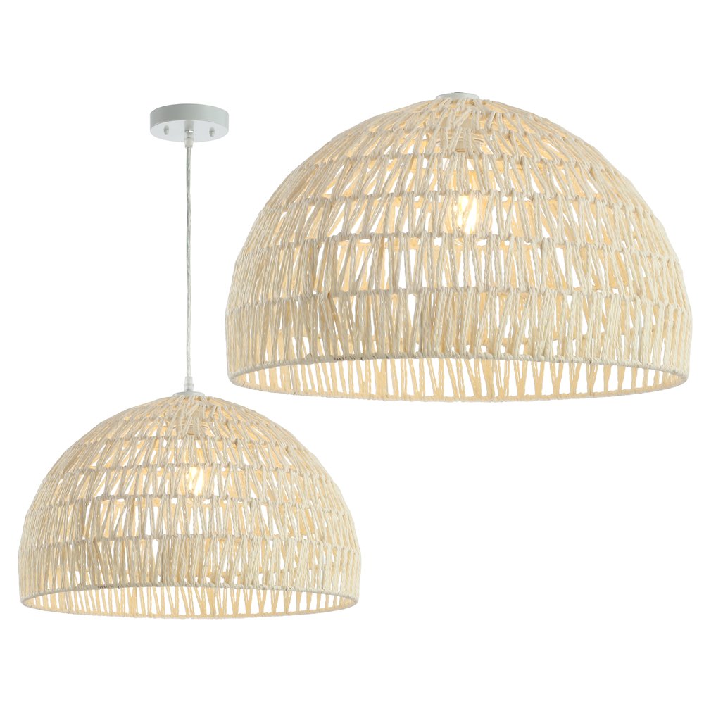 Campana Bohemian Modern Woven Rattaniron Led Pendant. Picture 7