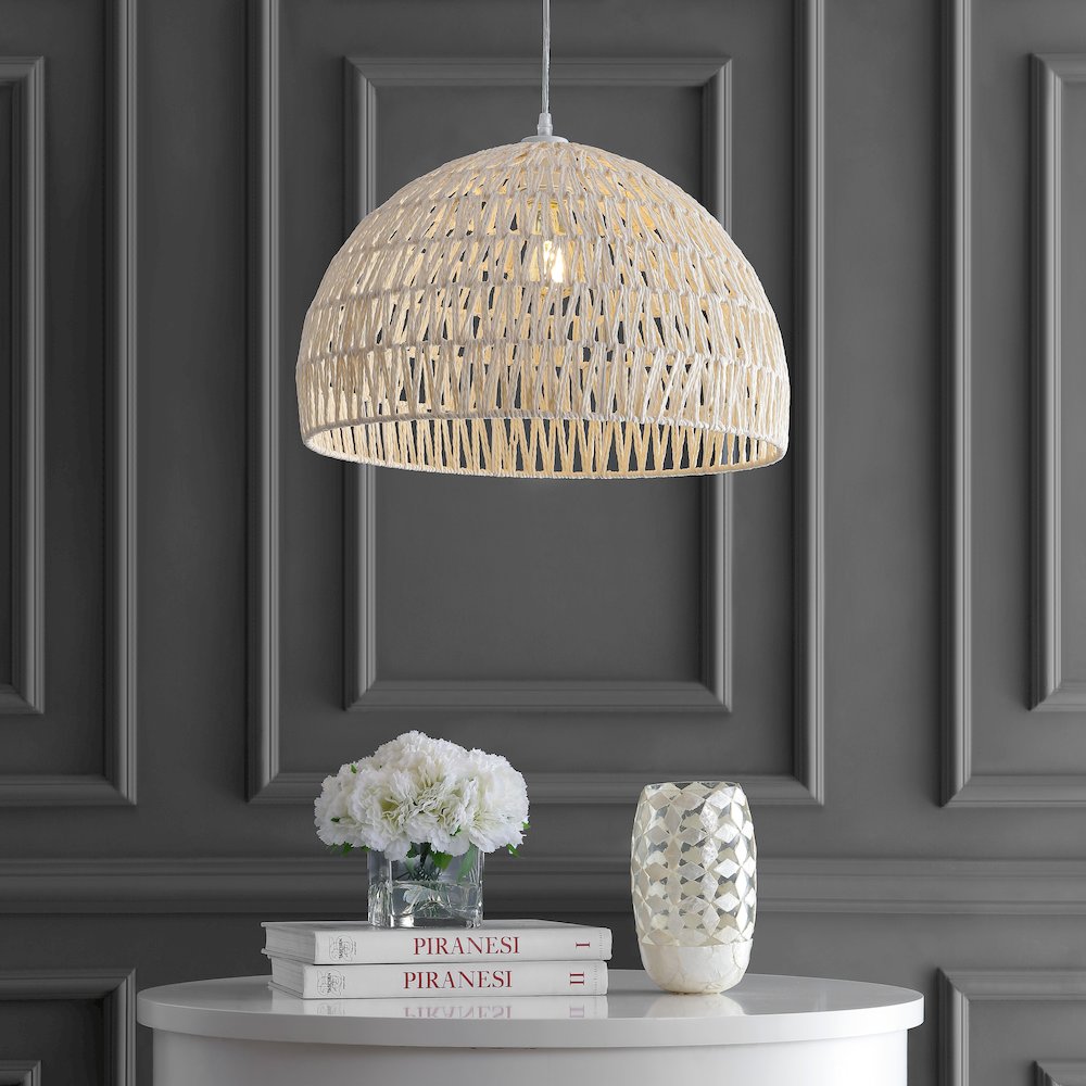 Campana Bohemian Modern Woven Rattaniron Led Pendant. Picture 5